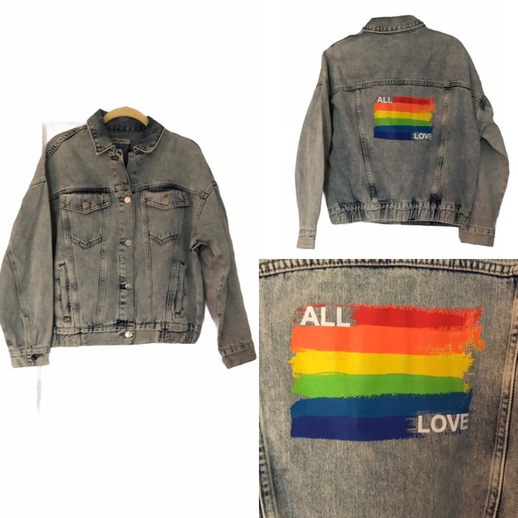 Mavi Linda All LoveRainbow Pride Denim Jacket Unisex Small